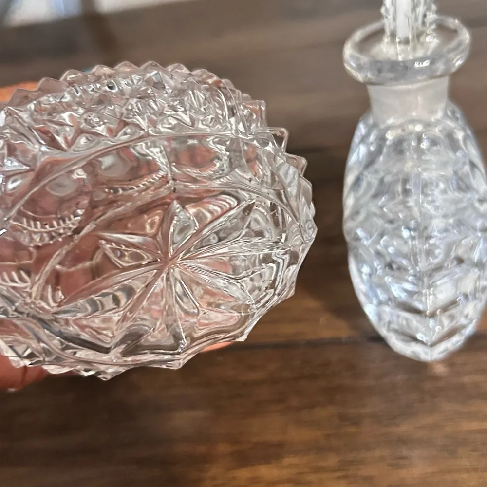 Vintage Crystal Perfume Bottle Pair | Vanity Decor Cut Glass